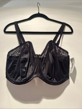 Goddess Black Satin & Lace Underwire Bra